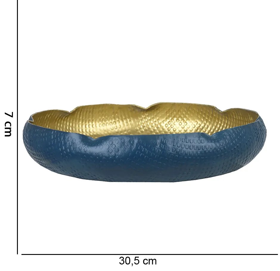 Centro de Mesa Decorativo Aluminio Azul Com Dourado - D'Rossi