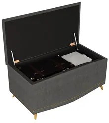 Calçadeira Baú Solteiro 90cm com Tachas Imperial J02 Linho Grafite - M