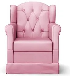 Poltrona de Amamentação Fixa com Puff Letícia Sintético Rosa - Phoenix
