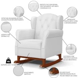 Kit 02 Poltronas Amamentação Base Madeira Balanço Lucy Z39 Sintético B