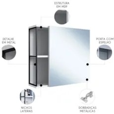 Armário de Banheiro Espelheira Com 1 Porta Click Branco Z54 - Mpozenat
