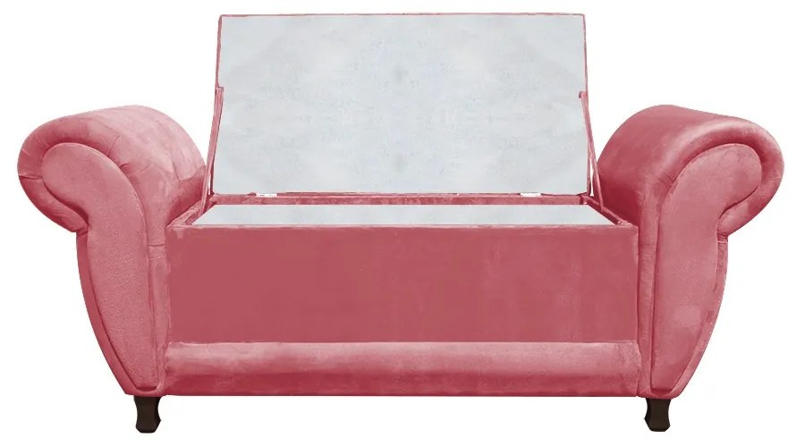 Recamier com Baú Itália Namoradeira Calçadeira Suede - D'Rossi - Rose