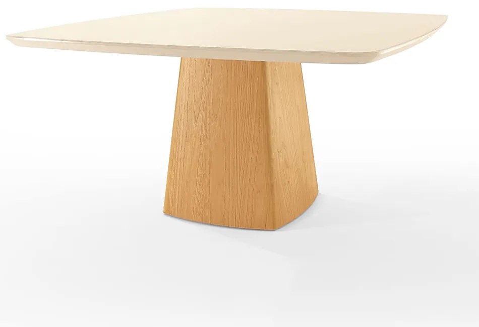 Mesa de Jantar Classy Quadrada Tampo em Vidro Off White