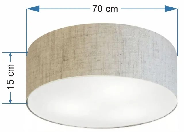 Plafon Cilíndrico Md-3049 Cúpula em Tecido 70x15cm Rústico Bege - Bivolt