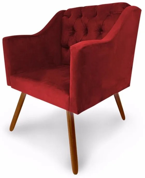 Kit 2 Poltronas Decorativas Capitonê Amanda Retrô Vermelho - Loja Sheep - Vermelho