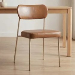 Cadeira Jantar Estofada Pé Metal Rosê Kit 4 Lavy Sintético Amarula S08