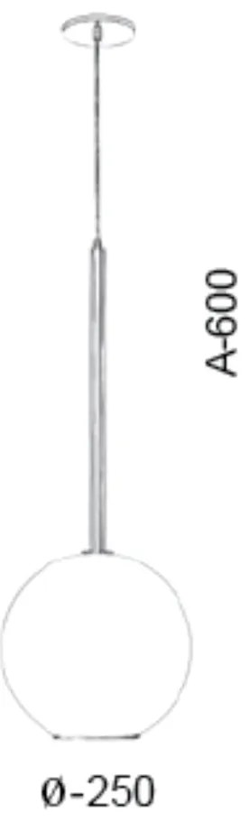 Pendente C/ Globo Ø25X60Cm Metal E Vidro 1 X G9 Globo Ø25Cm |Old Artis... (PRETO, FOSCO)
