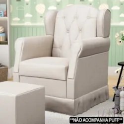 Poltrona de Amamentação Balanço Lucy Z39 Suede Bege - Mpozenato