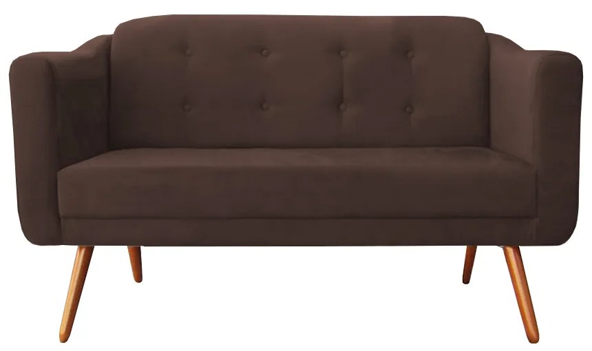 Namoradeira Bruna 1,40 m 2 Lugares Pés Palito Suede Marrom