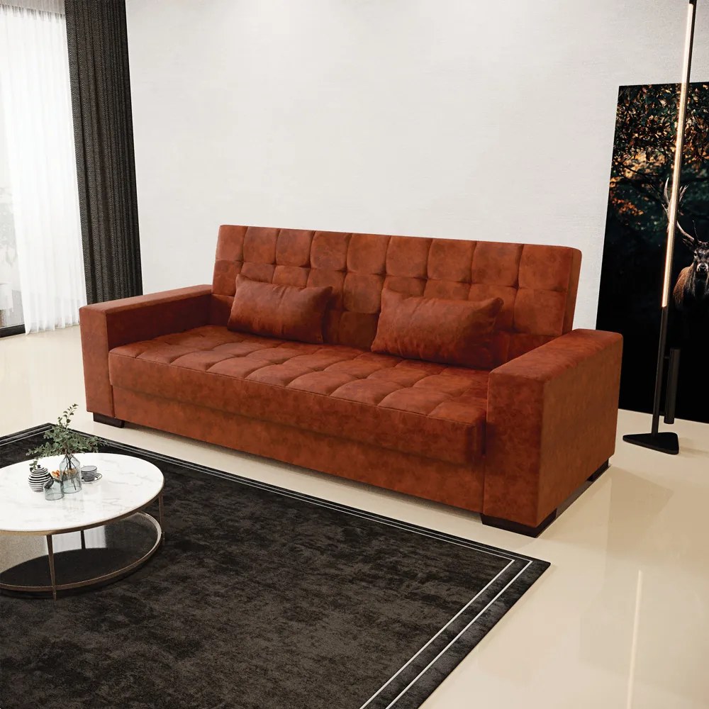 Sofá Cama Casal 3 Lugares 210cm Lisboa Corano Nozes  D03 - D'Rossi