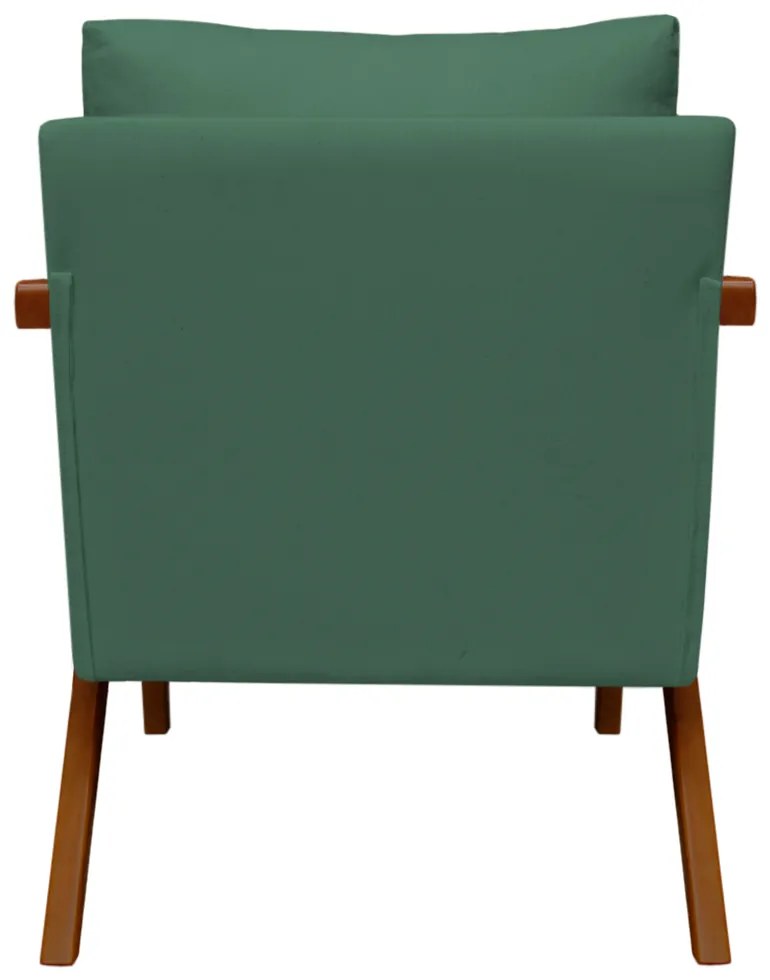Poltrona Decorativa Amber Base De Madeira Veludo Verde Bandeira