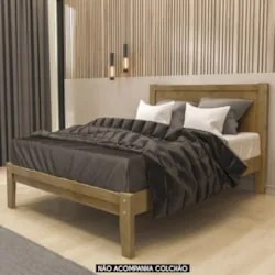 Cama Casal Colchão 140cm Pé Madeira Maciça Solvi Freijó F07 -