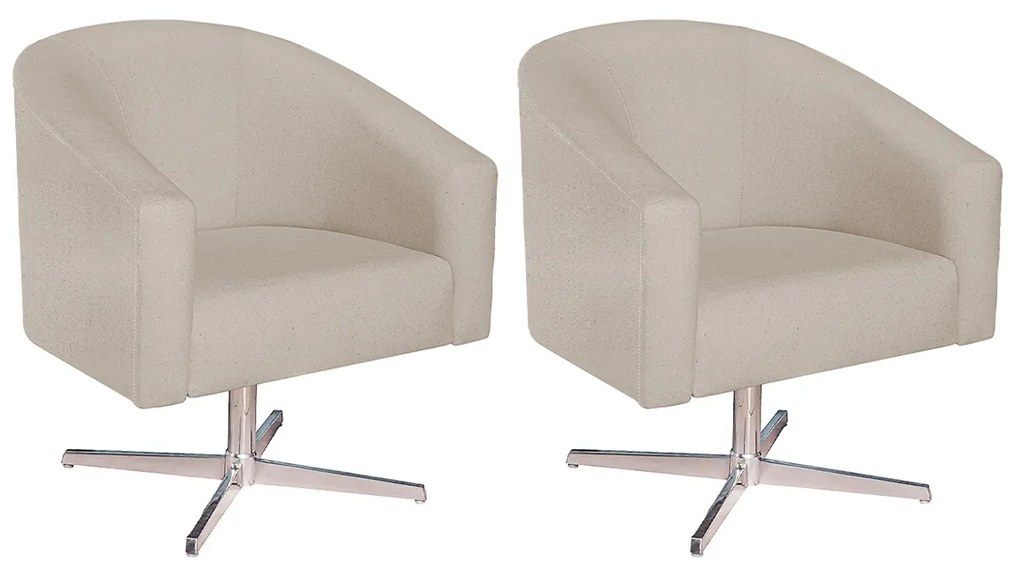 kit 02 Poltronas Luiza Base Giratória de Metal Linho Bege - ADJ Decor