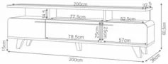 Rack Bancada de TV 70 Pol 200cm Essenza Off White/Cinamomo - HB Móveis