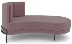 Chaise Longue Divã 164cm Braço Esquerdo Logus D06 Veludo Rosê - Mpozen