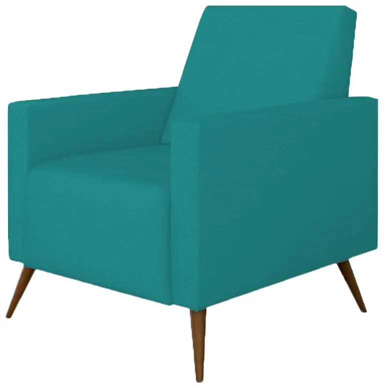 Poltrona Decorativa Amamentação Gabi Pé Palito Suede Azul Tiffany