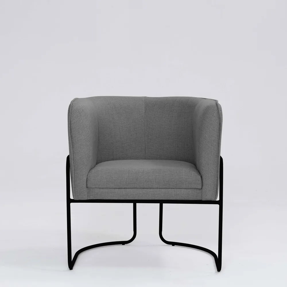 Poltrona Decorativa Belinda D07 Base Aço Linho Mescla Cinza - D'Rossi