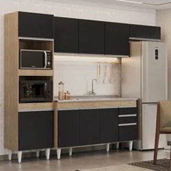 Armário de Cozinha Modulada 4 Peças CP12 Balcão com Pia Inox Castanho/