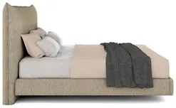Cama Queen Flutuante Com Cabeceira 160cm Lyra S05 Linho Bege - Mpozena