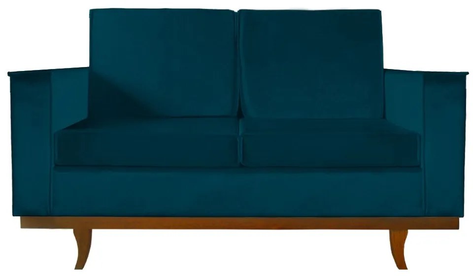 Sofá Dubai 2 Lugares Decorativo 1,50 M Sala Veludo Azul Marinho