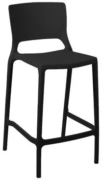 Banqueta Alta Cozinha Preta Empilhável Urano em Polipropileno Acrilys