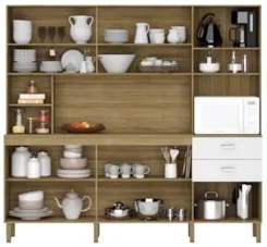 Armário de Cozinha Compacta 222cm Intensa Z06 Freijó/Supremo - Mpozena
