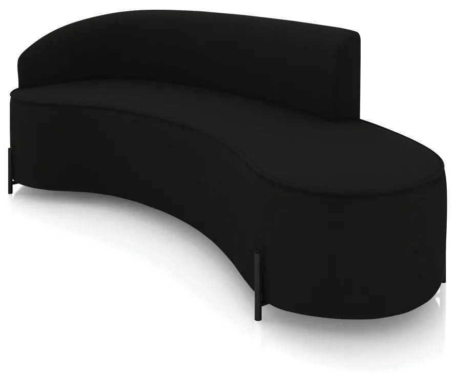 Sofá 4 Lugares Orgânico 220cm Pé Ferro Preto Morgan Suede D03 - D'Rossi - Preto