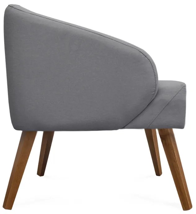 Kit 2 Poltronas Decorativas Lara Pés de Madeira Suede Cinza - Sheep Estofados - Cinza