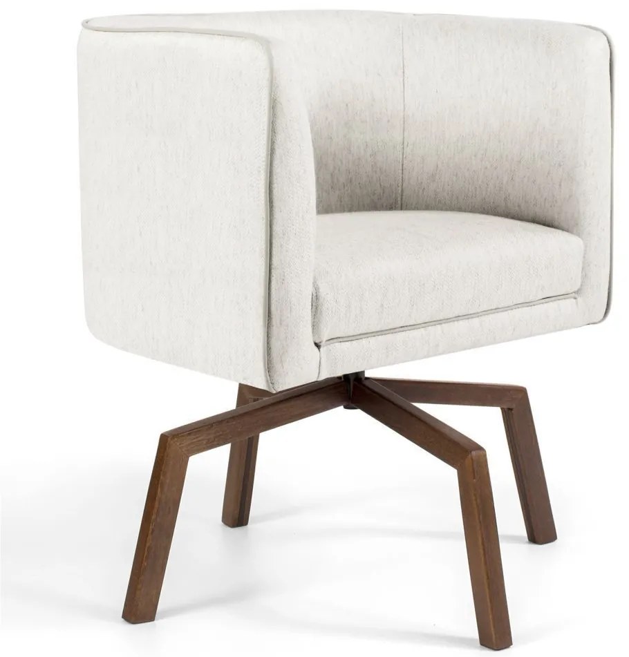Kit 02 Poltronas Decorativas Sala de Estar Giratória Ka Nix Linho Creme G15 - Gran Belo