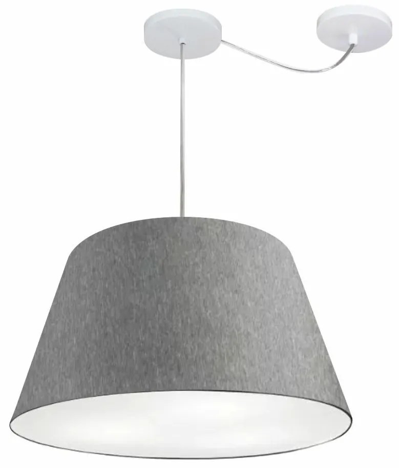 Lustre Pendente Cone Com Desvio Md-4283 Cúpula 30/35x50cm Rustico Cinza - Bivolt
