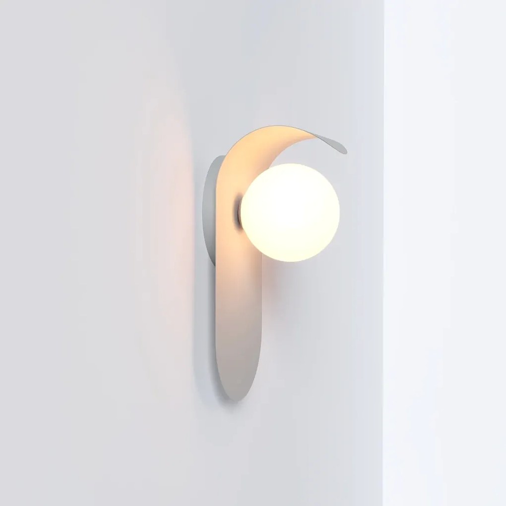 Arandela Wave 14X14X28Cm Aluminio E Globo Ø10Cm Rosca 01Xg9 - Qimporta... (BRANCO)