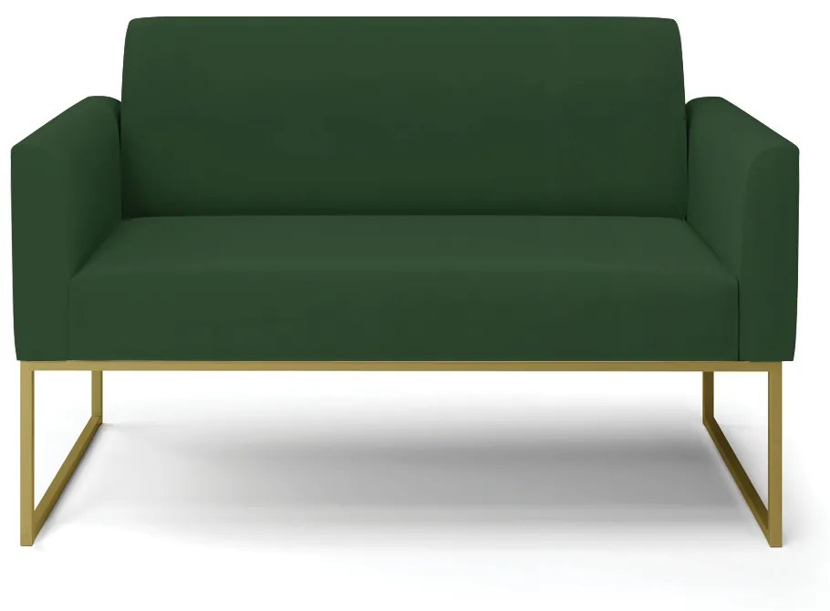 Sofá Namoradeira Base Industrial Dourado Marisa Veludo D03 - D'Rossi - Verde