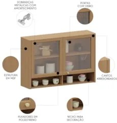 Armário de Cozinha 120cm 2 Portas Com Vidro Marina Freijó L01 - Mpozen