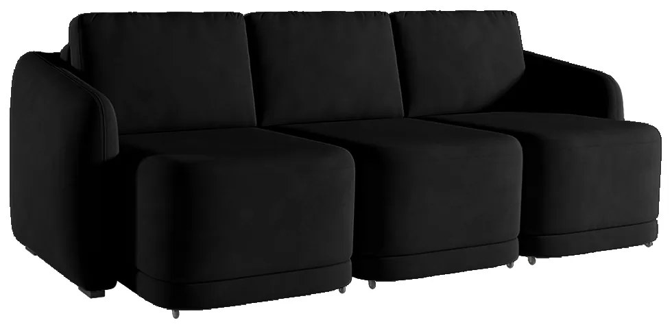 Sofá Cama Modulado Retrátil e Reclinável Decorativo Varsóvia 306cm Veludo Preto G33 - Gran Belo