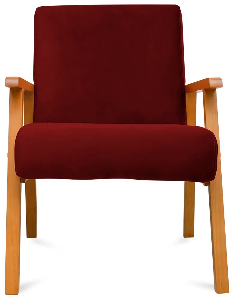 Poltrona Decorativa Alexa Braça de Madeira Suede Bordô - Sheep Estofados