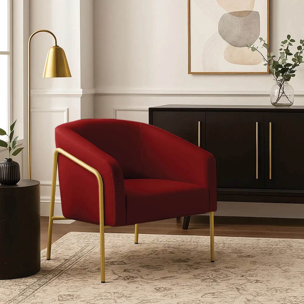 Poltrona Sala Industrial Alta Dourado Stella Veludo D03 - D'Rossi - Marsala