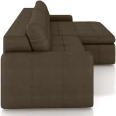 Sofá Retrátil 3 Lugares Para Sala 224cm Elios Couro Castanho Z55 - Mpo