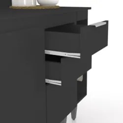 Armário de Cozinha Com Tampo CP08 140cm Pérola Preto Z34      - Mpozen