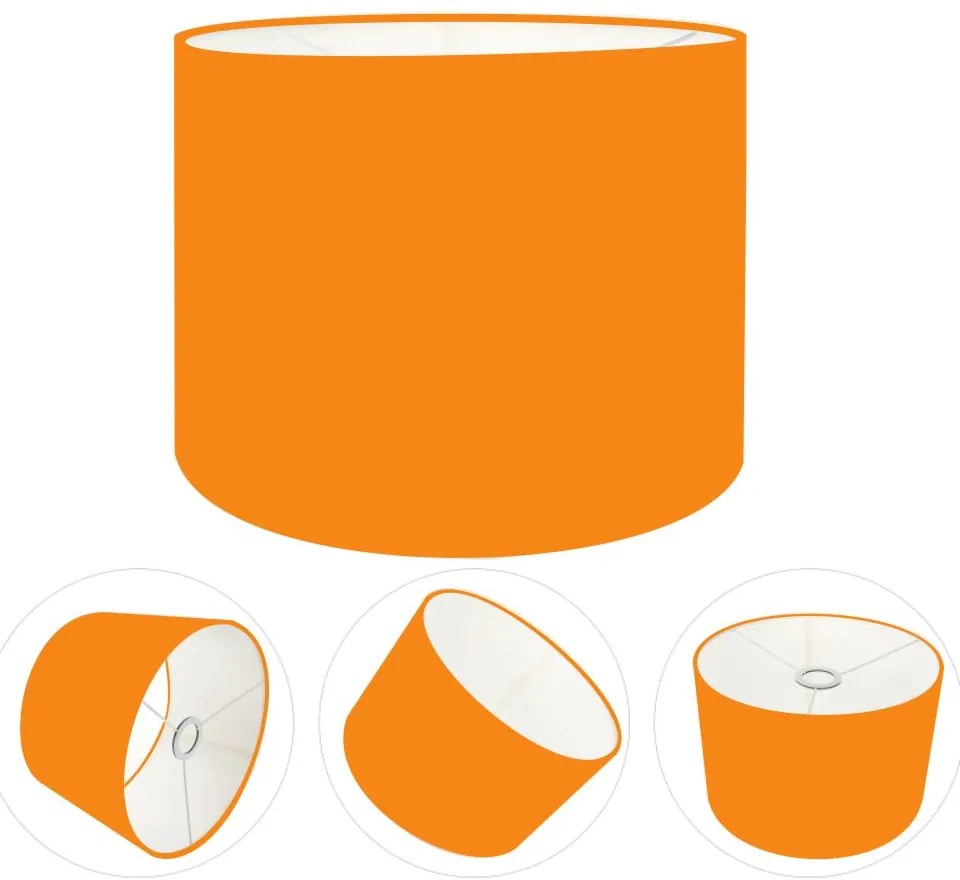 Cúpula Abajur Cilíndrica Cp-7011 Ø30x21cm Laranja
