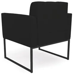 Sofá Namoradeira e 2 Poltronas Base Industrial Preto Ana Linho Preto -