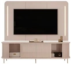 Painel Para TV 75 Pol e Rack Bancada Ripado 218cm World D04 Off White