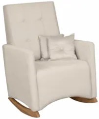 Poltrona Amamentação Base Madeira Balanço Lola Veludo Off F03 - Mpozen