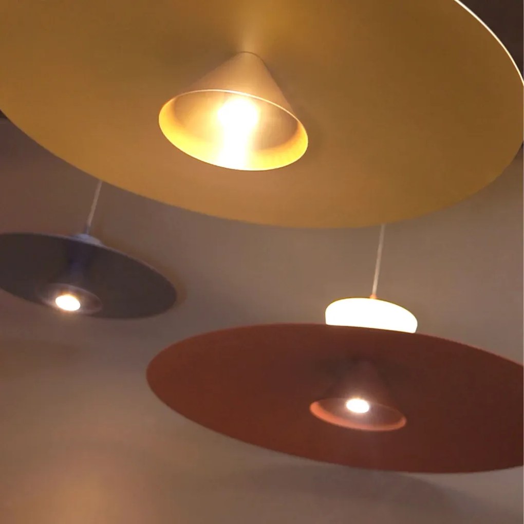 Pendente Rebatedor E Pontual Ø60X30Cm Disco Curvo Alumínio 01Xled 9W 2... (COBRE FOSCO, 220v)