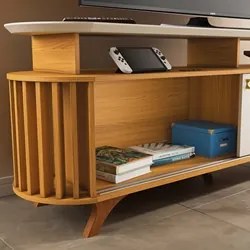 Rack Bancada de TV 70 Pol 182cm Elva H01 Cinamomo/Off White - Mpozenat