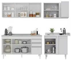 Armário de Cozinha Modulado de Canto Esquerdo 4 Peças CP51 com Pia Ino