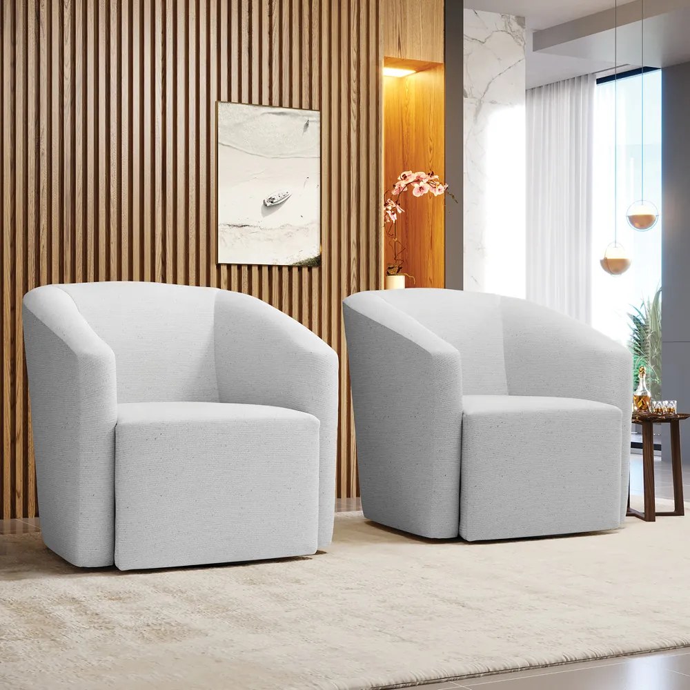 Poltrona Decorativa Orgânica Kit 2 Stella Max Linho D03 - D'Rossi - Cinza