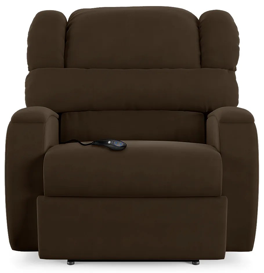 Poltrona do Papai Sala de Cinema Reclinável Kylie Controle Power Elétrico USB Veludo Marrom G23