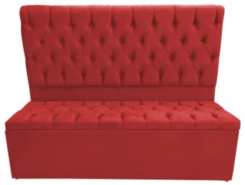 Cabeceira com Calçadeira Baú Solteiro 90cm Nicole Suede Vermelho - Sheep Estofados - Vermelho