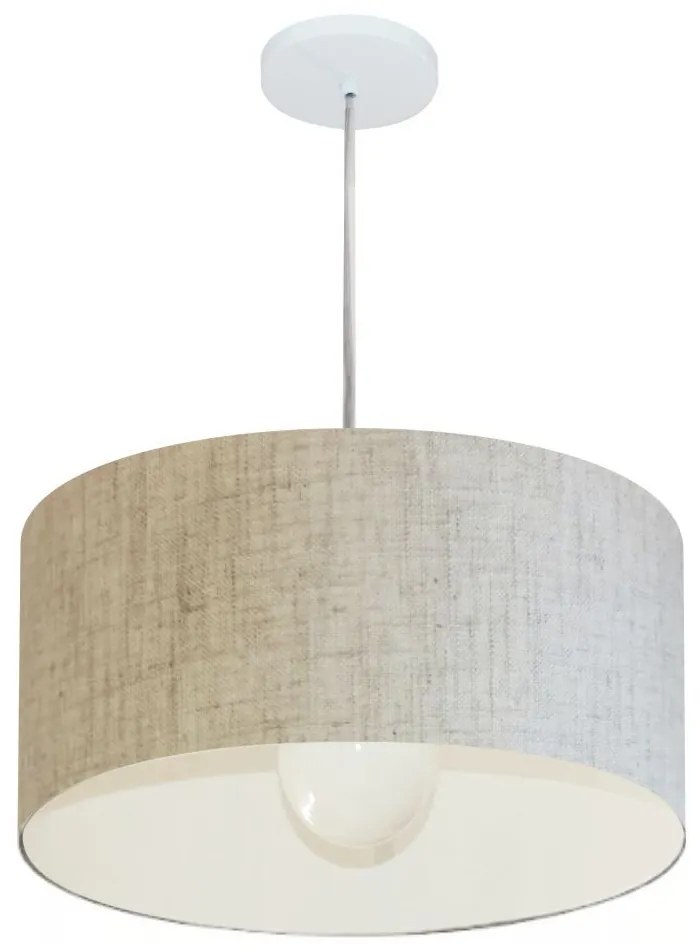 Lustre Pendente Cilíndrico Md-4204 Cúpula em Tecido 45x25cm Rustico Bege - Bivolt