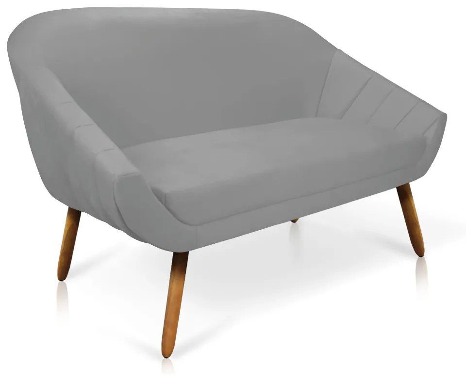 Kit 01 Namoradeira 02 Lugares e 02 Poltronas Giratória Giovana Suede Base Cromada - D'Rossi - Cinza